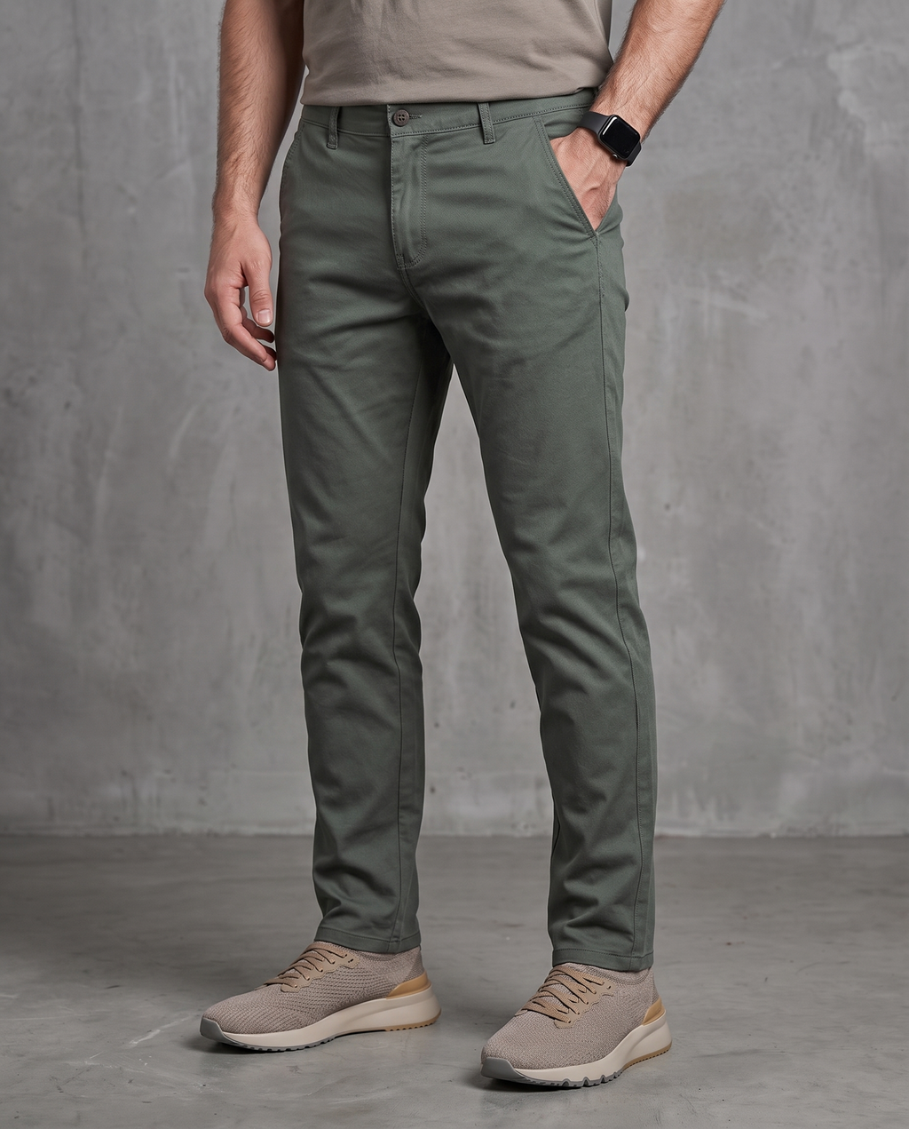 Muške chino pantalone maslinasta 11643