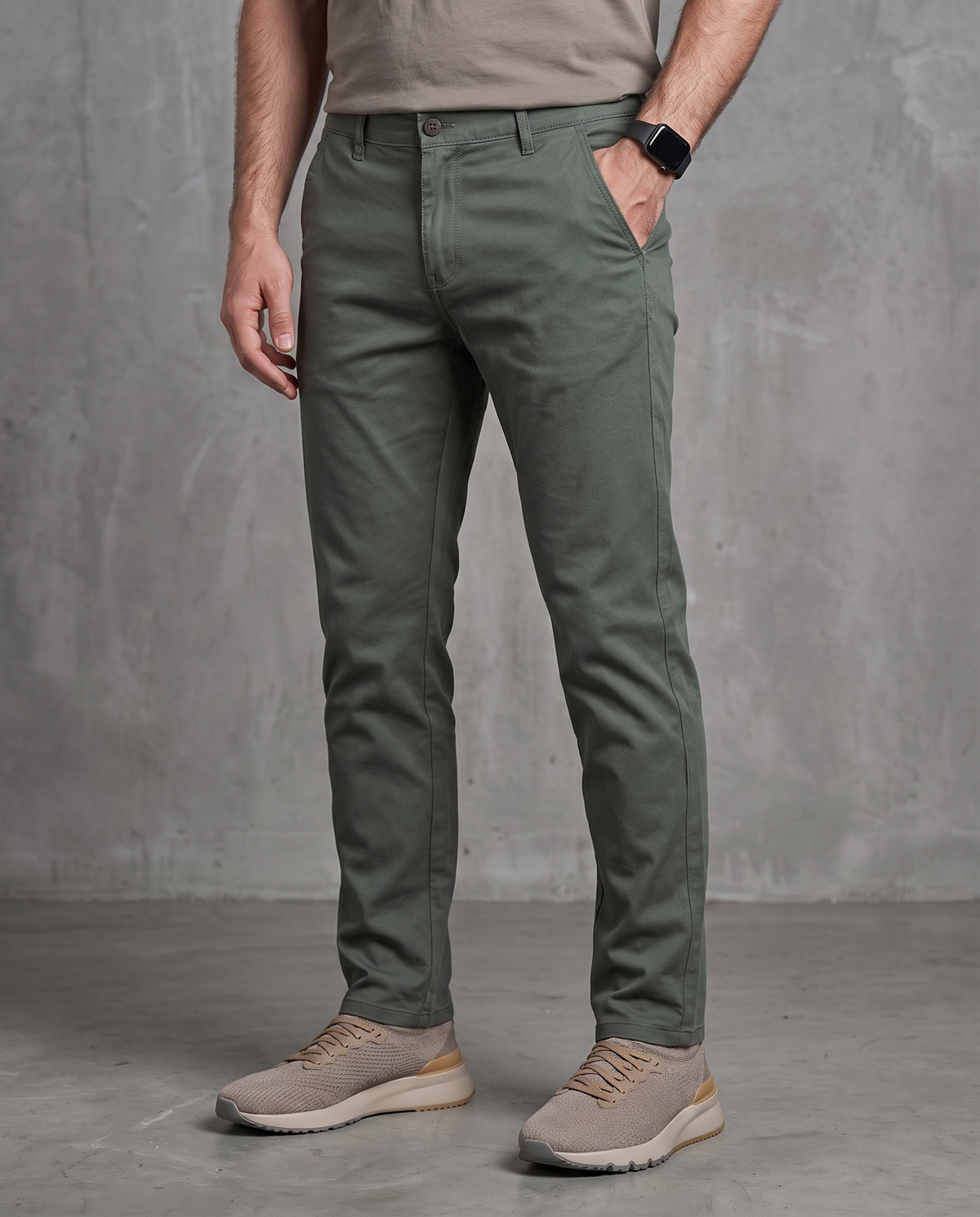 Muške chino pantalone maslinasta 11643