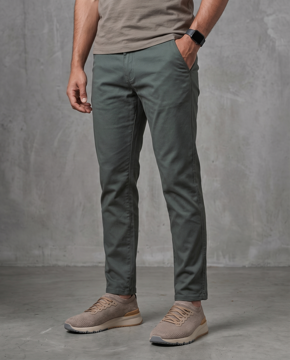 Muške chino pantalone maslinasta 11643
