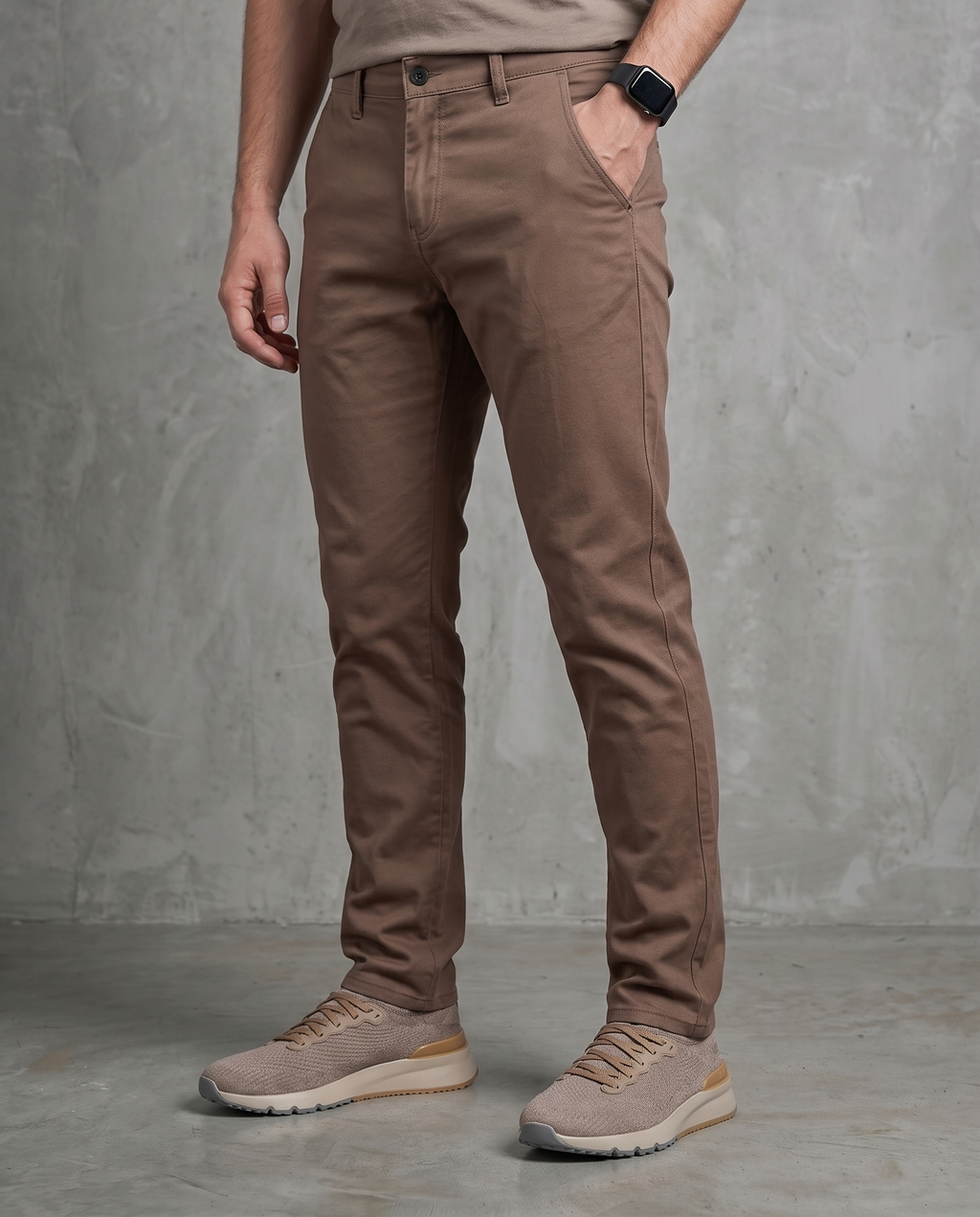Muške chino pantalone kamel C11644