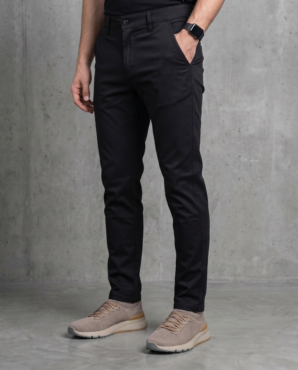 Muške chino pantalone crne C11638