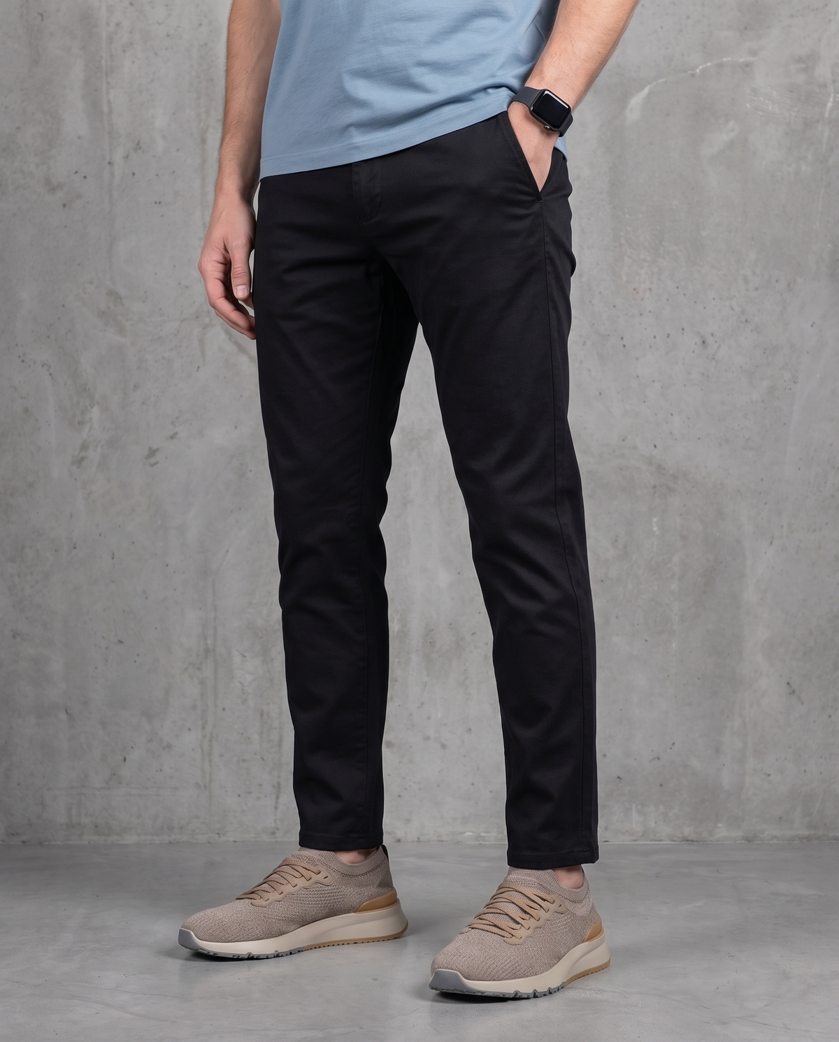 Muške chino pantalone crne C11638